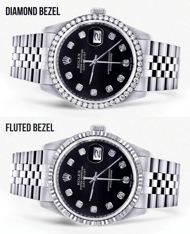 Mens Rolex Datejust  Watch 16200 | 36Mm | Black Dial | Jubilee Band