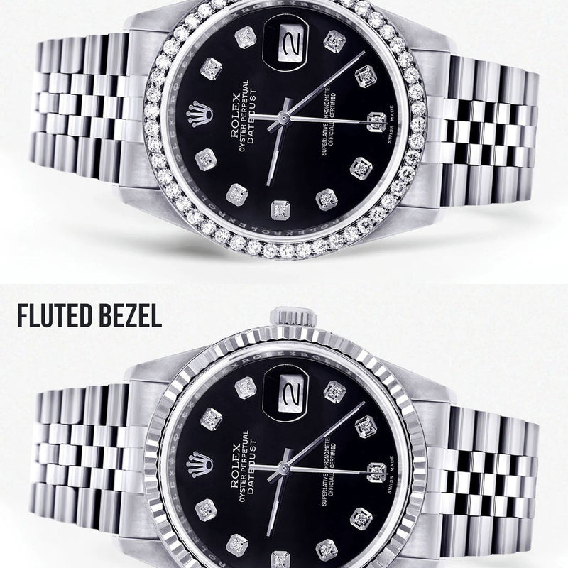 Womens Rolex Datejust Watch 16200 | 36Mm | Black Dial | Jubilee Band