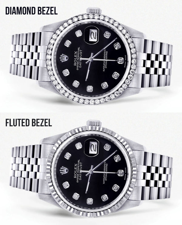 Womens Rolex Datejust Watch 16200 | 36Mm | Black Dial | Jubilee Band