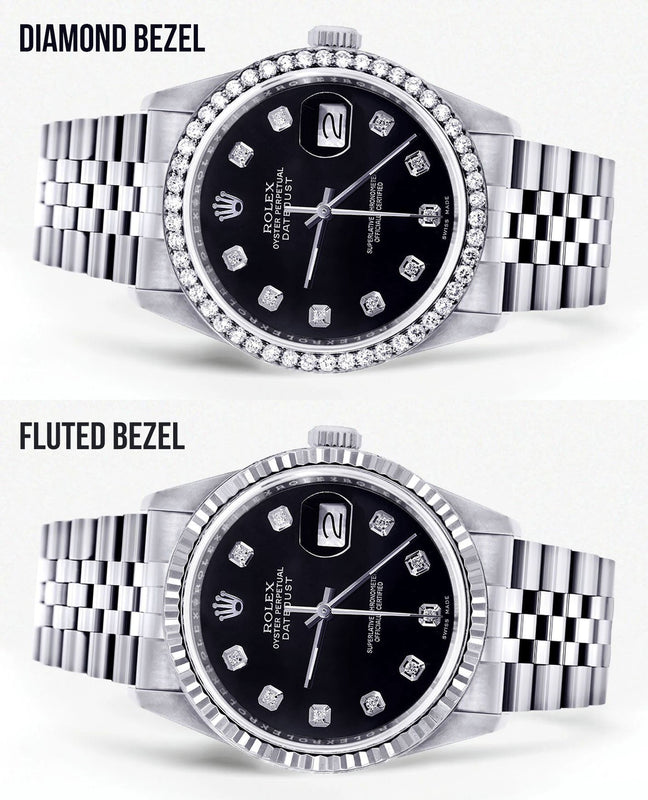 Womens Rolex Datejust Watch 16200 | 36Mm | Black Dial | Jubilee Band