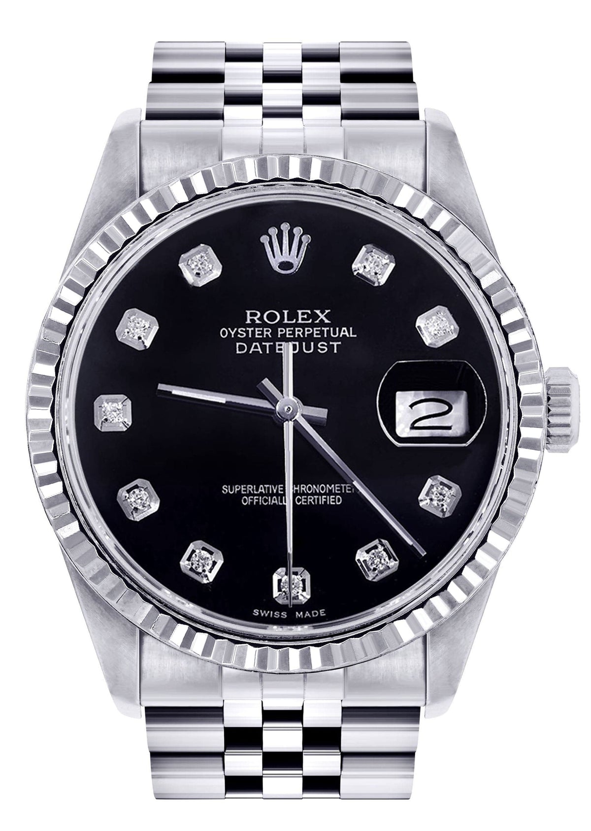Mens Rolex Datejust Watch 16200  | 36Mm | Black Dial | Jubilee Band