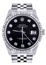 Mens Rolex Datejust Watch 16200  | 36Mm | Black Dial | Jubilee Band