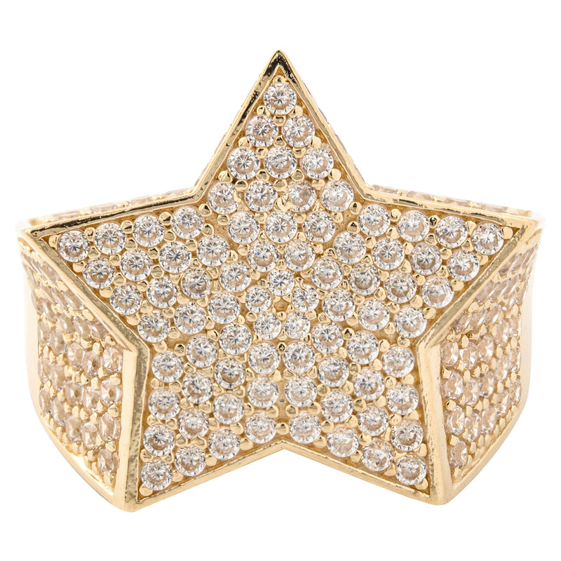 10K Gold Cz Star Ring For Men | 7 Grams