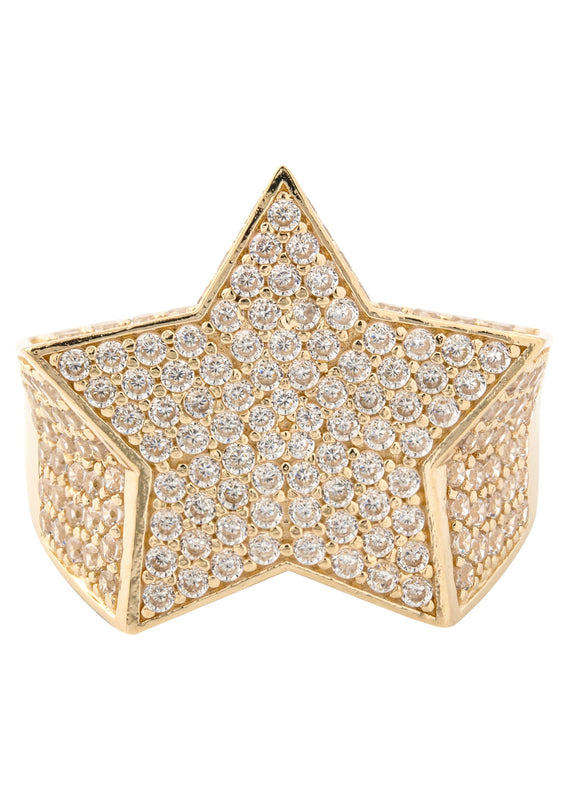 10K Gold Cz Star Ring For Men | 7 Grams