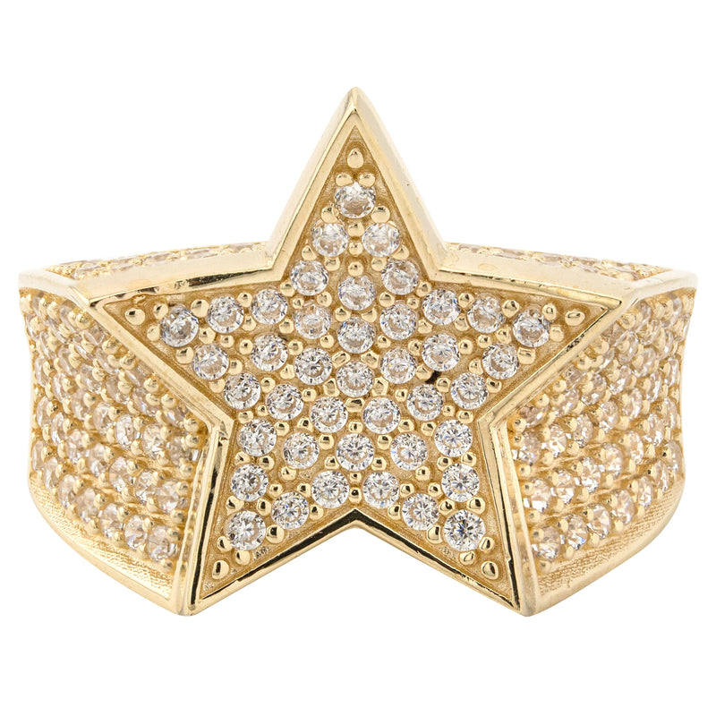 10K Gold Cz Star Ring For Men | 7 Grams