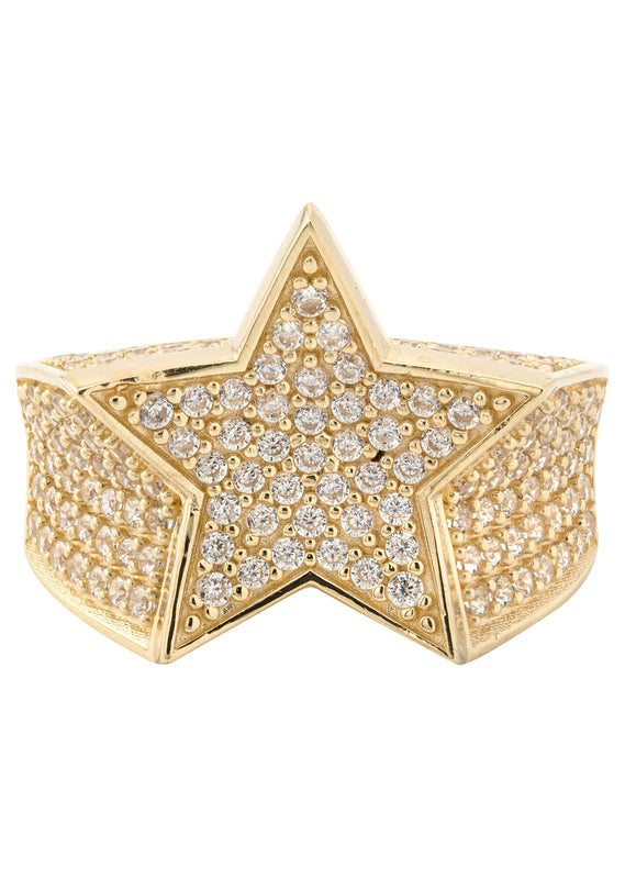 10K Gold Cz Star Ring For Men | 7 Grams