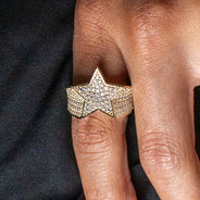 10K Gold Cz Star Ring For Men | 7 Grams