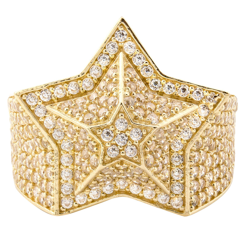 10K Gold Cz Star Ring For Men | 7 Grams