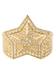 10K Gold Cz Star Ring For Men | 7 Grams
