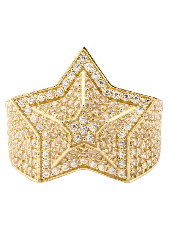 10K Gold Cz Star Ring For Men | 7 Grams