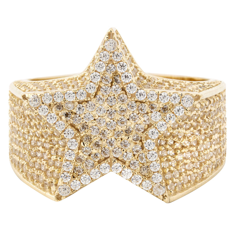 10K Gold Cz Star Ring For Men | 8 Grams