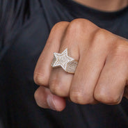 10K Gold Cz Star Ring For Men | 8 Grams