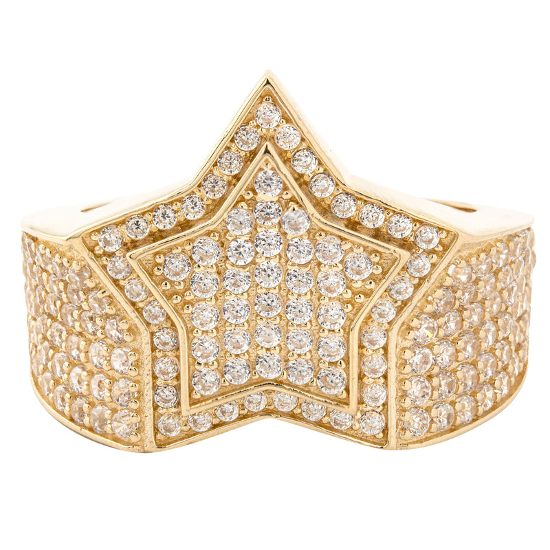10K Gold Cz Star Ring For Men | 7 Grams