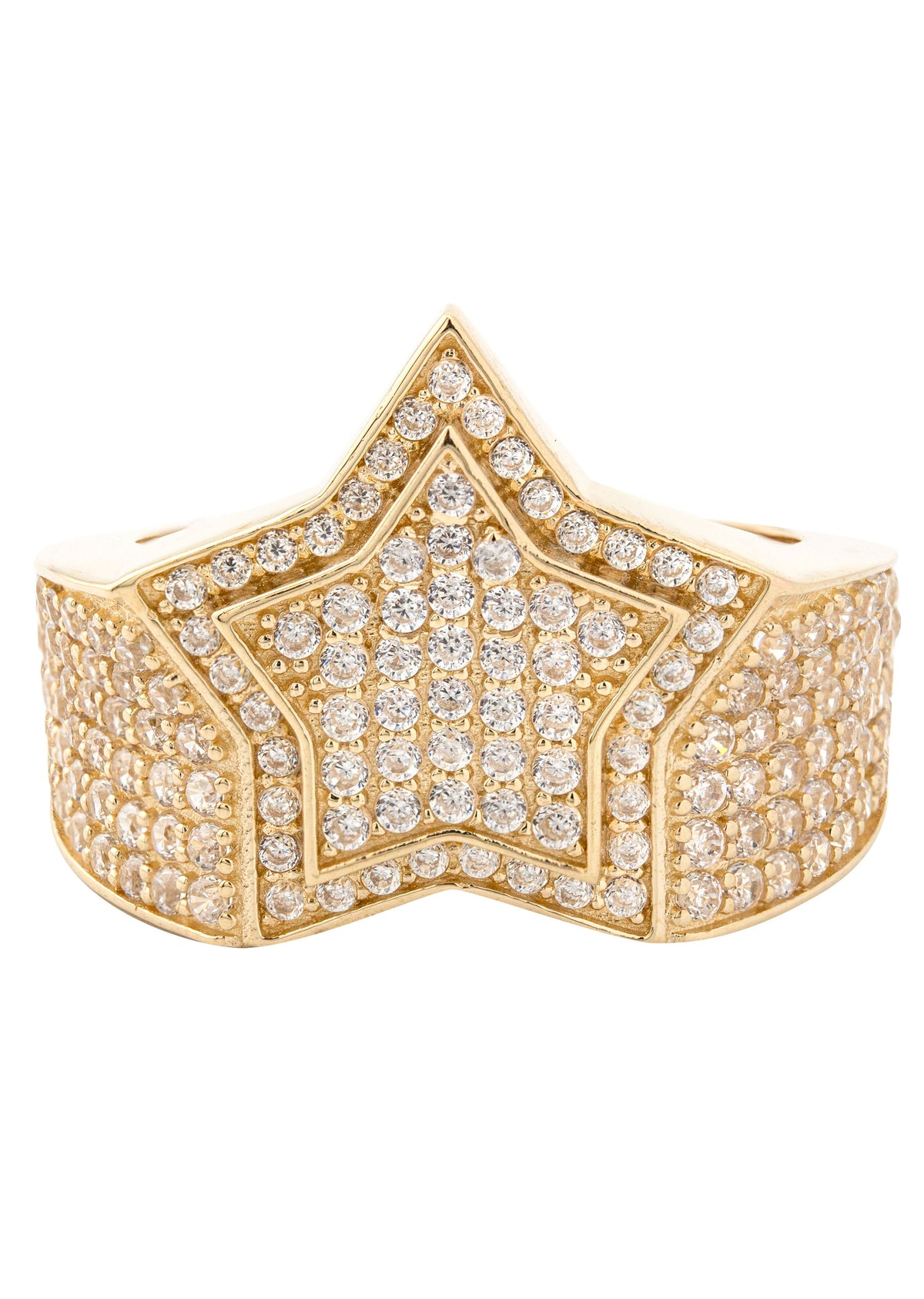 10K Gold Cz Star Ring For Men | 7 Grams