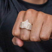10K Gold Cz Star Ring For Men | 7 Grams