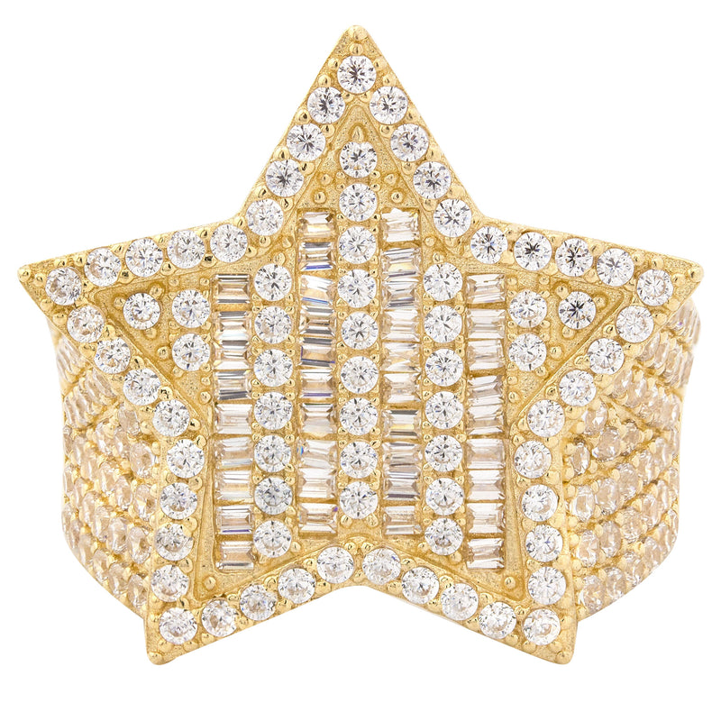 10K Gold Cz Star Ring For Men | 8.4 Grams
