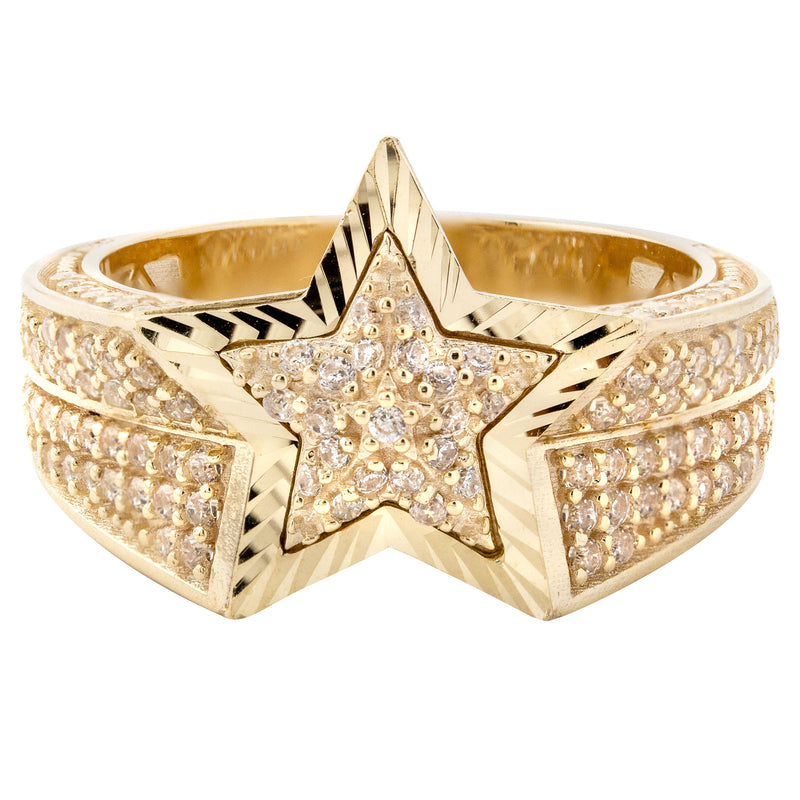 10K Gold Cz Star Ring For Men | 7 Grams