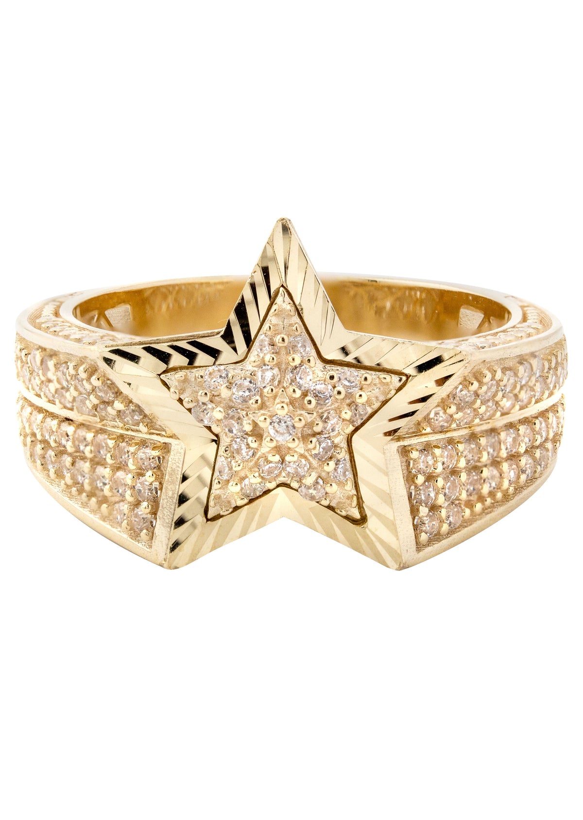 10K Gold Cz Star Ring For Men | 7 Grams