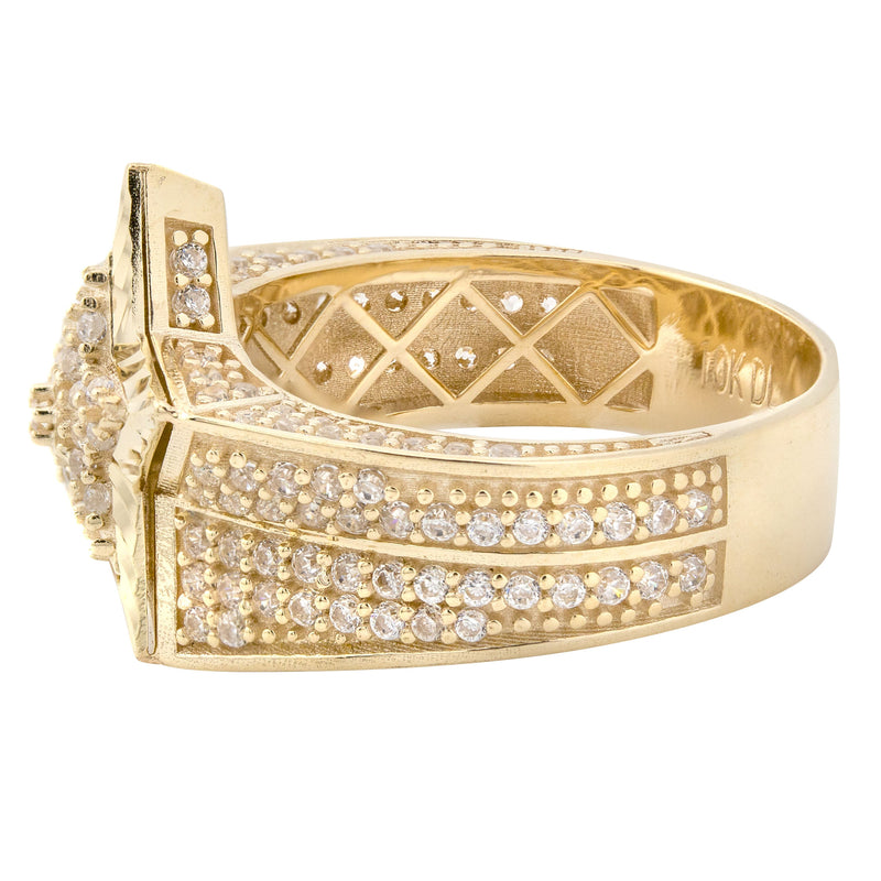 10K Gold Cz Star Ring For Men | 7 Grams