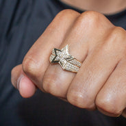 10K Gold Cz Star Ring For Men | 7 Grams