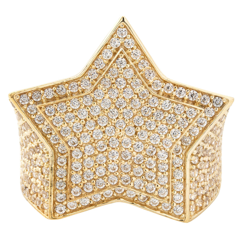 10K Gold Cz Star Ring For Men | 8.4 Grams