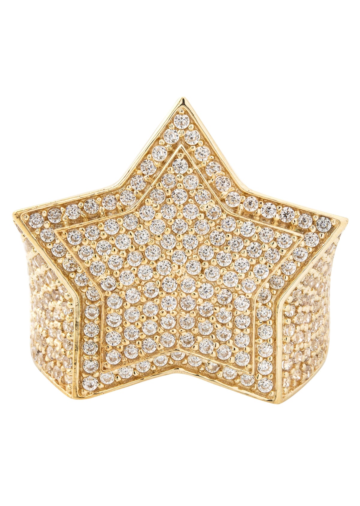 10K Gold Cz Star Ring For Men | 8.4 Grams