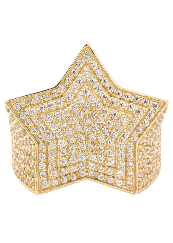 10K Gold Cz Star Ring For Men | 10 Grams