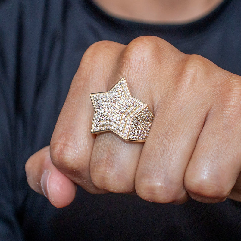 10K Gold Cz Star Ring For Men | 10 Grams
