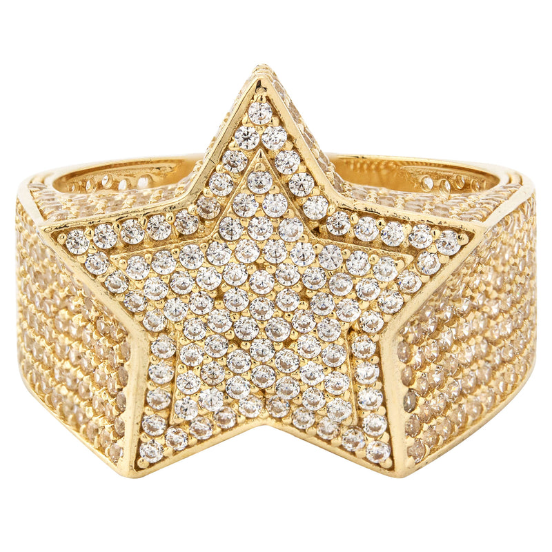 10K Gold Cz Star Ring For Men | 7 Grams