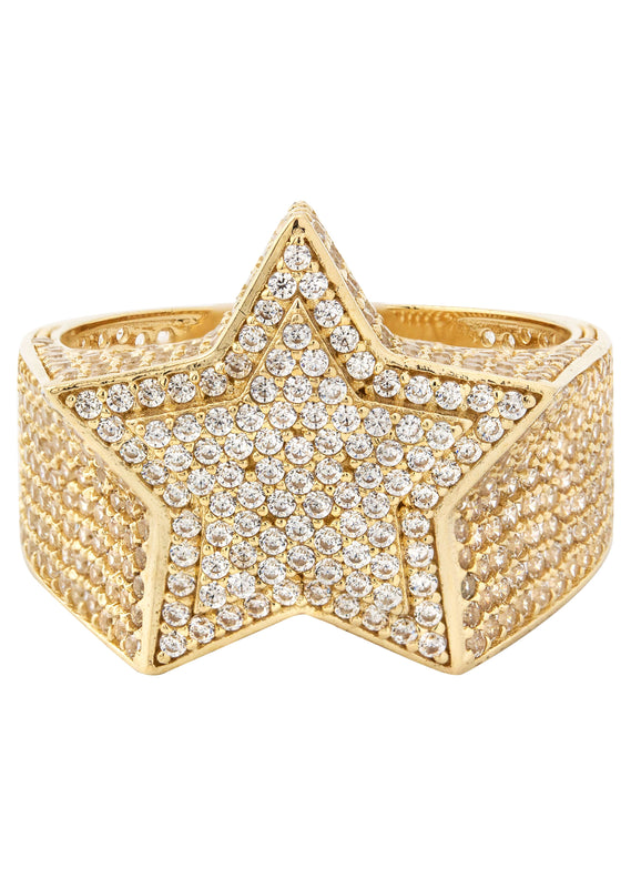 10K Gold Cz Star Ring For Men | 7 Grams
