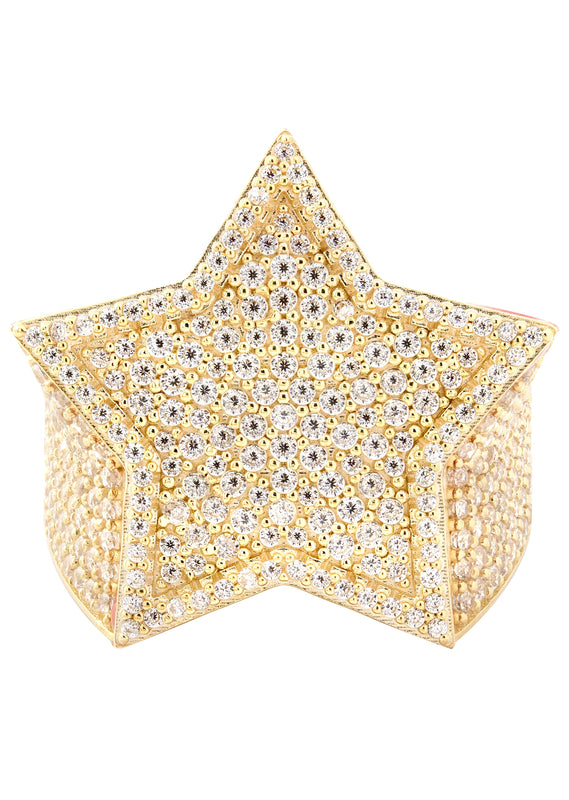 10K Gold Cz Star Ring For Men | 10 Grams