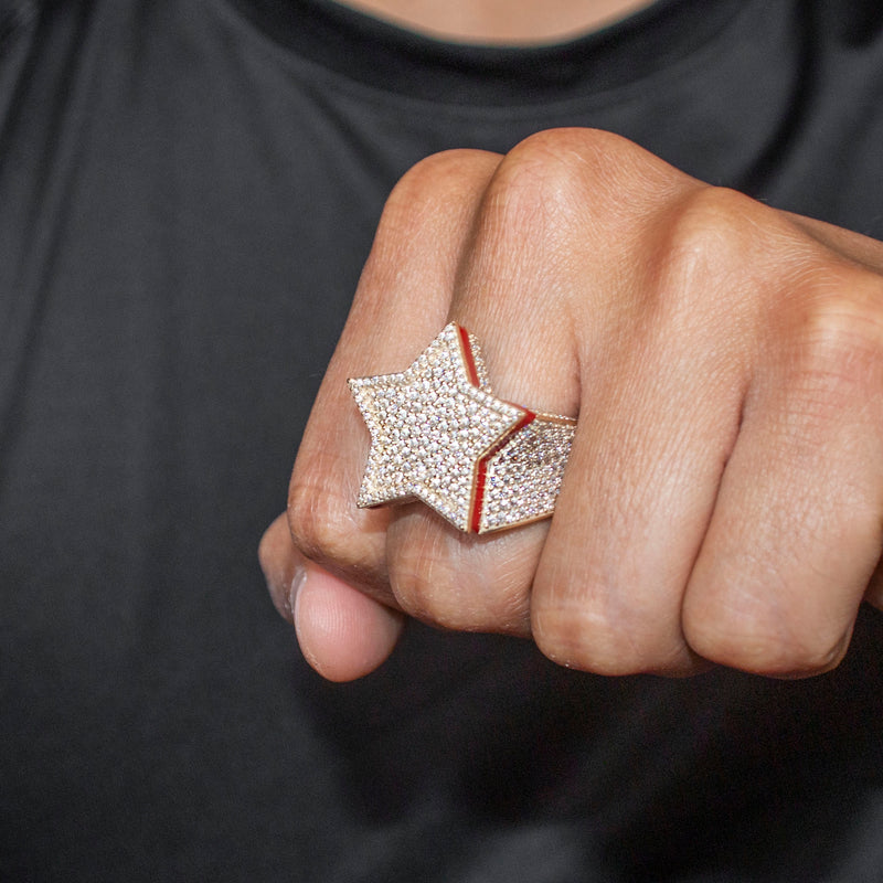 10K Gold Cz Star Ring For Men | 10 Grams