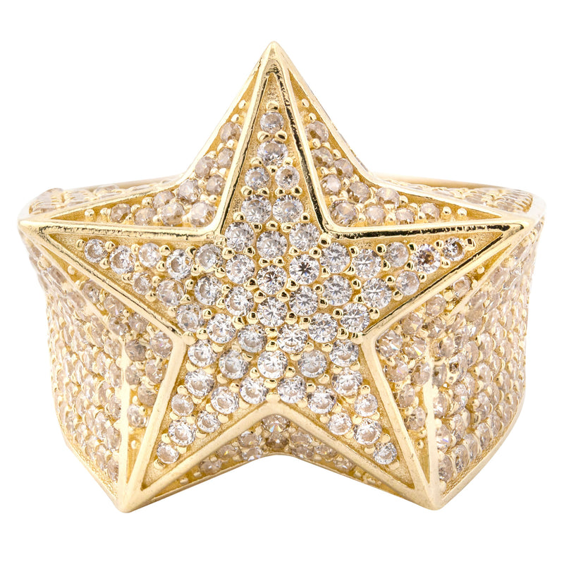 10K Gold Cz Star Ring For Men | 9.3 Grams