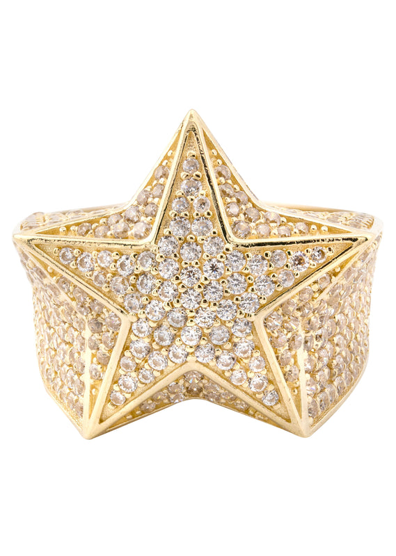 10K Gold Cz Star Ring For Men | 9.3 Grams