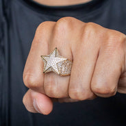 10K Gold Cz Star Ring For Men | 9.3 Grams