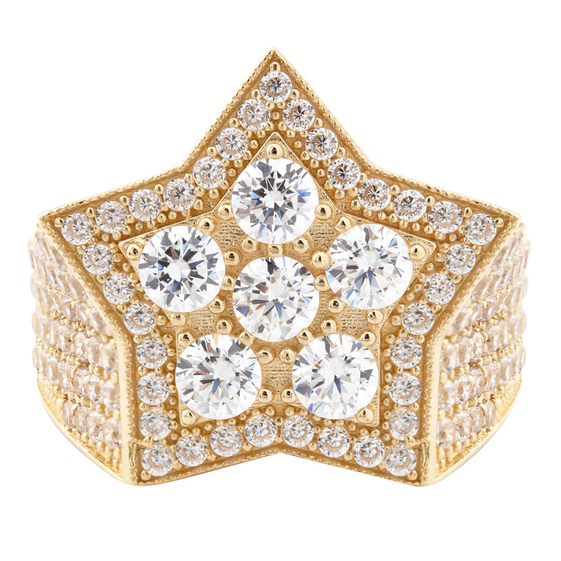 10K Gold Cz Star Ring For Men | 7.5 Grams