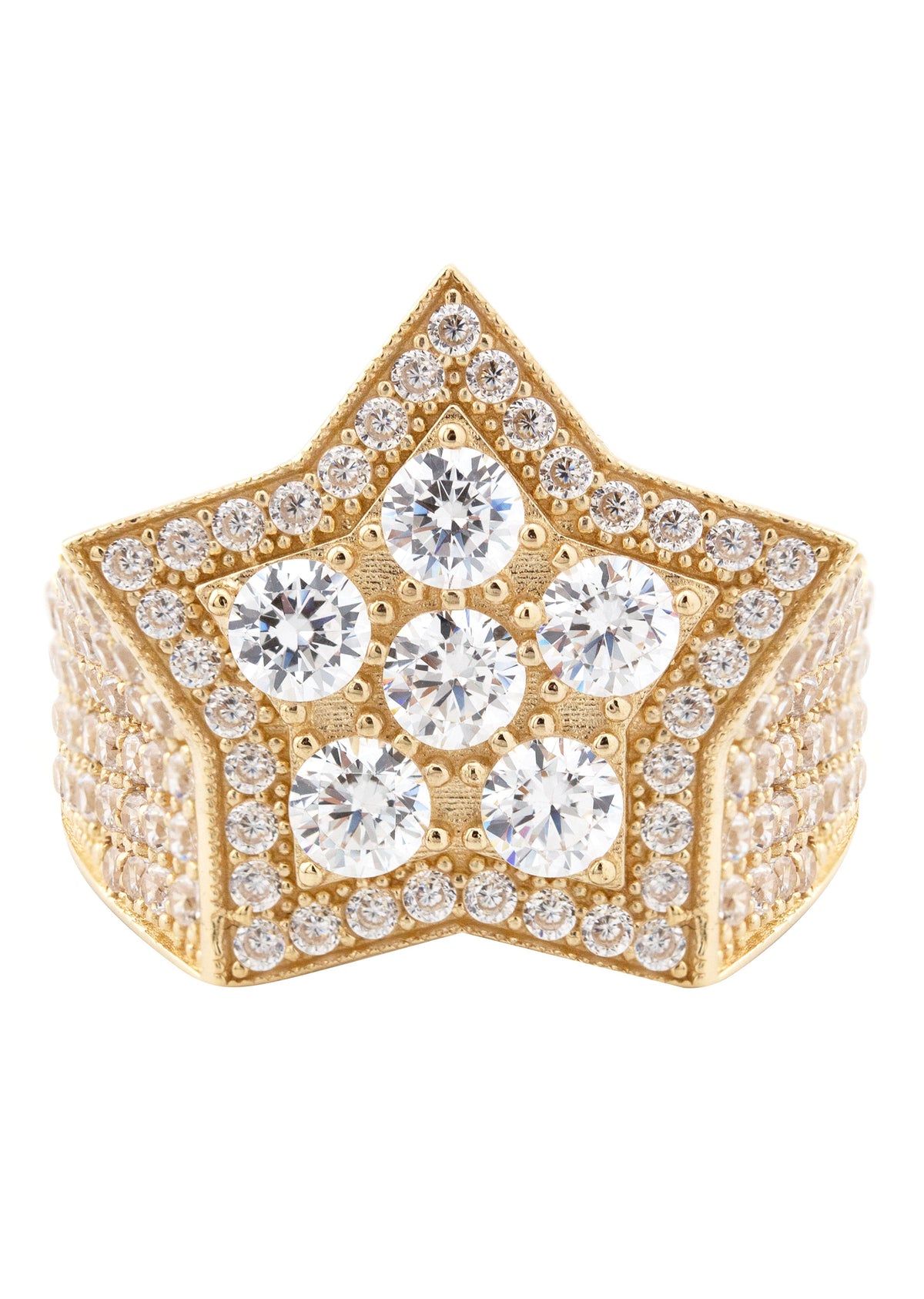 10K Gold Cz Star Ring For Men | 7.5 Grams