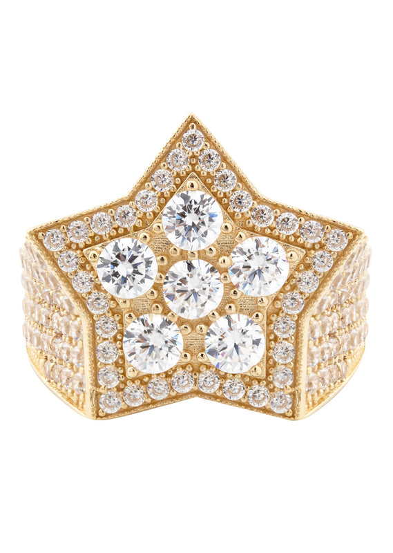 10K Gold Cz Star Ring For Men | 7.5 Grams