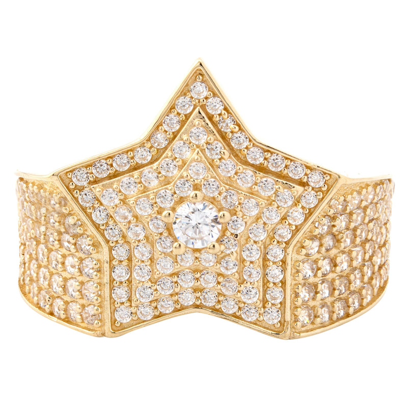 10K Gold Cz Star Ring For Men | 6.6 Grams