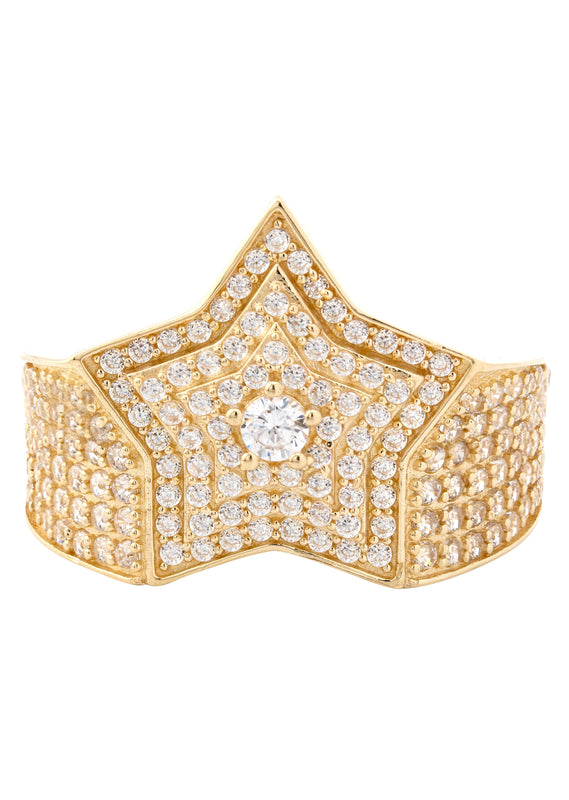 10K Gold Cz Star Ring For Men | 6.6 Grams