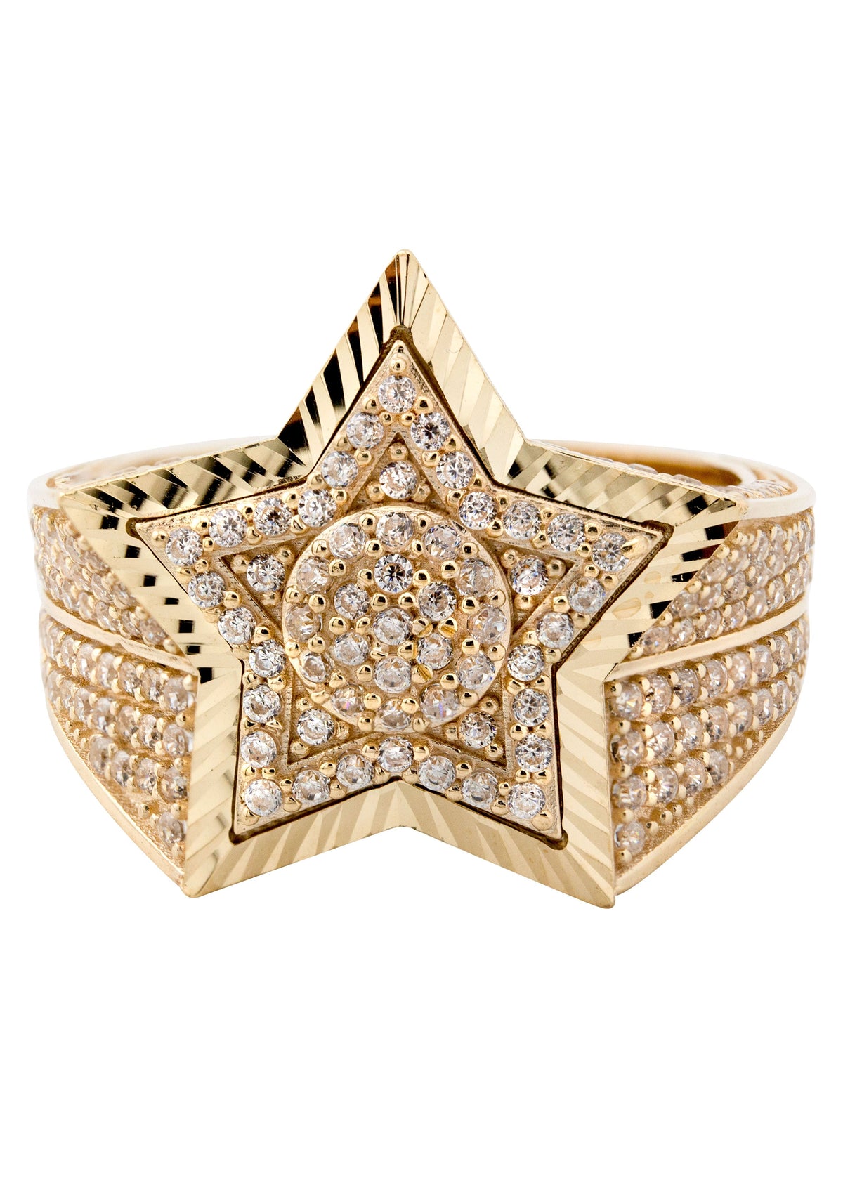 10K Gold Cz Star Ring For Men | 8 Grams