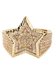 10K Gold Cz Star Ring For Men | 8 Grams