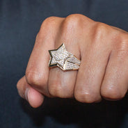 10K Gold Cz Star Ring For Men | 8 Grams