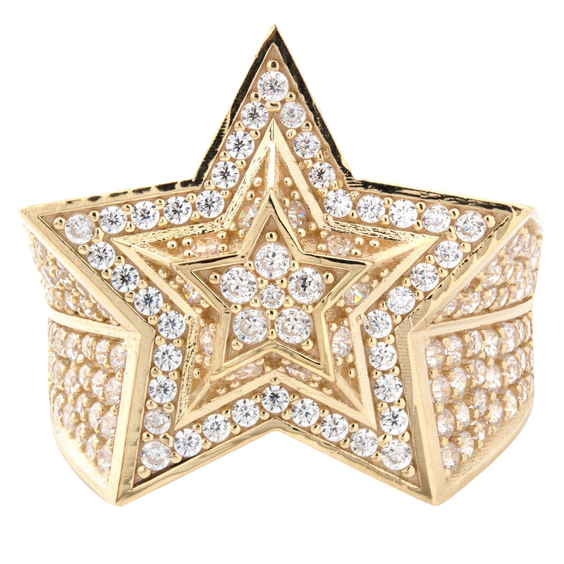 10K Gold Cz Star Ring For Men | 6.4 Grams