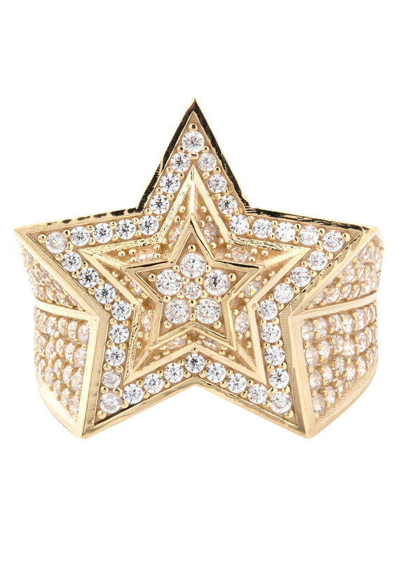 10K Gold Cz Star Ring For Men | 6.4 Grams