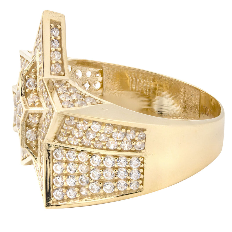 10K Gold Cz Star Ring For Men | 6.4 Grams
