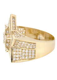 10K Gold Cz Star Ring For Men | 6.4 Grams