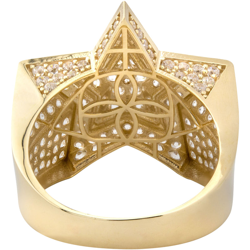 10K Gold Cz Star Ring For Men | 6.4 Grams