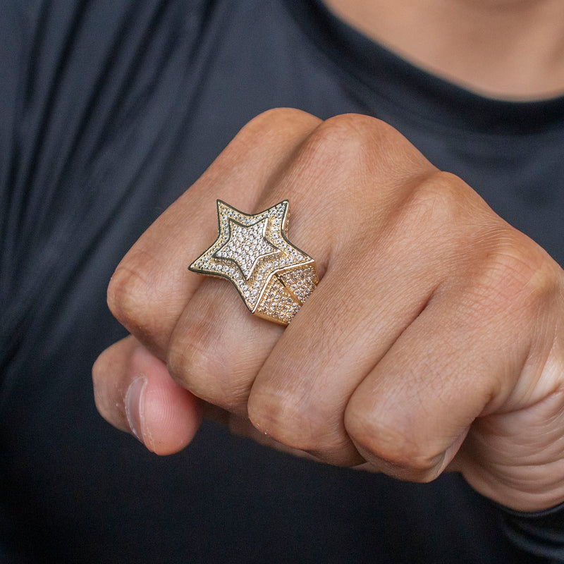 10K Gold Cz Star Ring For Men | 10 Grams