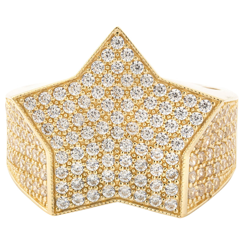 10K Gold Cz Star Ring For Men | 7 Grams